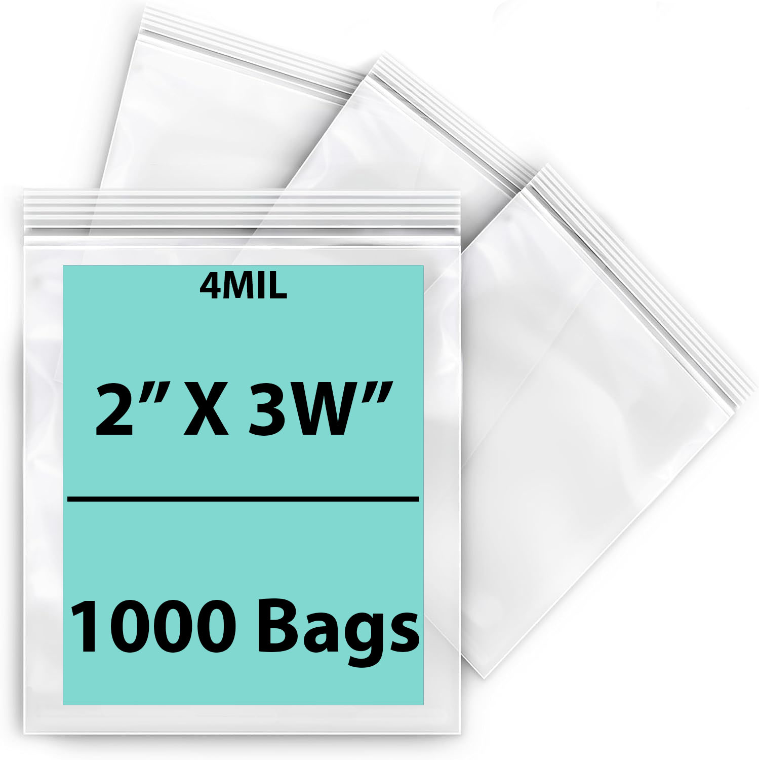 1000 Zipper Block Bag Resealable Plastic Baggies 2 x 3