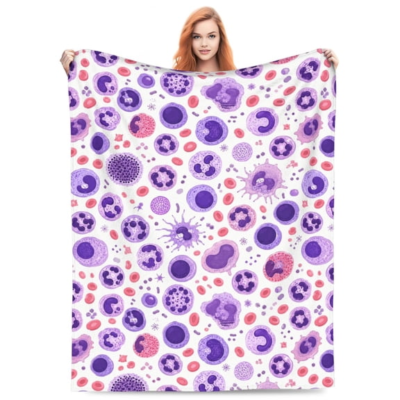 White Blood Cells Hematology Throw Blanket 80"X60" Flannel Fleece Soft Lightweight Blankets For Couch Bed Living Room Bedroom Home Decor