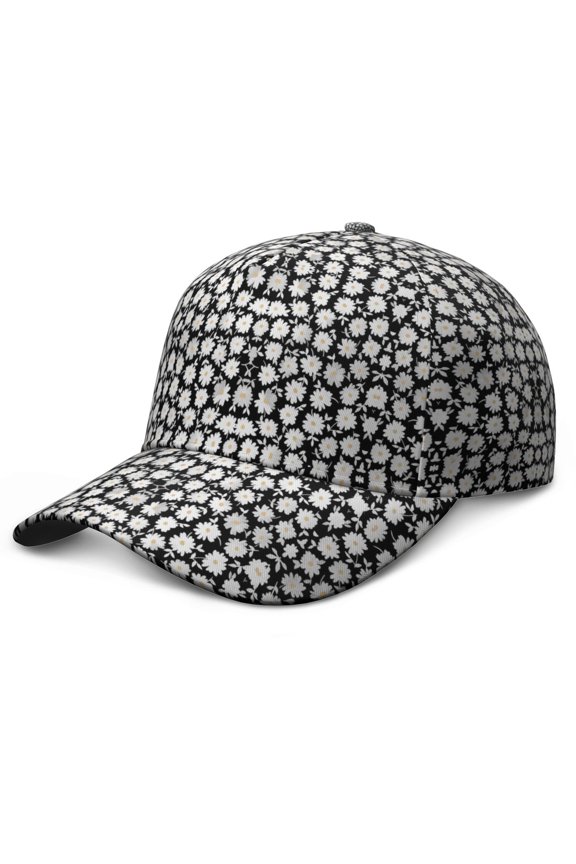 White Bloom Baseball Cap - Daisy Floral Minimalist Hat for Casual & Athletic Wear