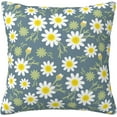 thumbnail image 1 of White Blooming Daisy Green Flower Stems Pillowcases Floral Seamless Art Pattern Pillow Case Decorative Throw Pillow Cover for Home Sofa Office 18x18inch, 1 of 6