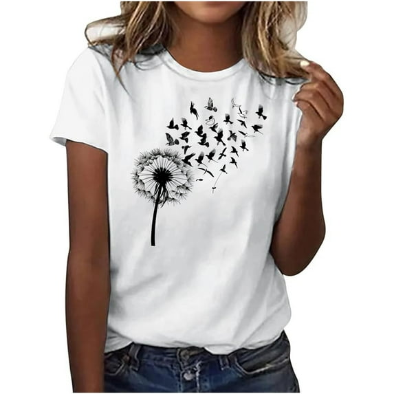 Cilsoka White Blouse for Women Dressy Petite Casual Lightweight Tshirts Women Loose fit Graphic Tees Trendy