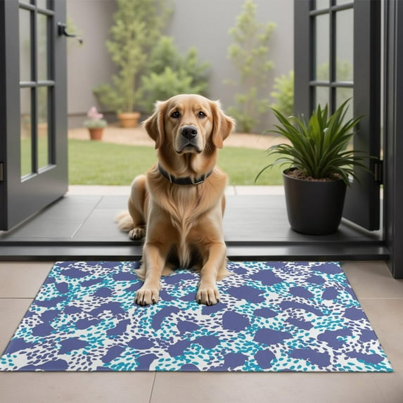 White and Blue Of Animal Print Door Rugs,Washable Non Slip Door Mats Indoor,Decorative Door Mats,Entry Mat Indoor for Entrance,Bedroom,Kitchen,Bathroom,20"x32"