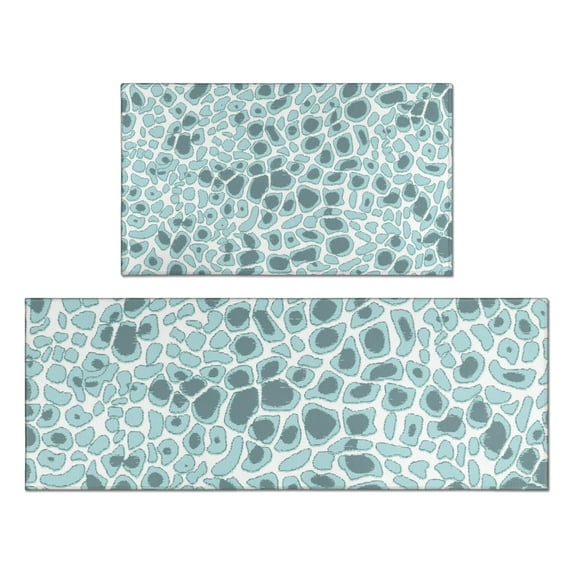 White and Blue Of Animal Print Kitchen Rugs Sets Of 2,Anti Fatigue Kitchen Mat Rugs Non Slip Washable,Decorative Kitchen Floor Mats for Kitchen,Sink,Laundry,17"x30"+17"x47"