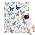 thumbnail image 1 of White Blue Butterfly Flower Pattern Blanket,Comfortable Soft Flannel Throw Blanket,All Season,Warm Lightweight Blankets for Sofa Bed Couch Living Room Chair,30"x40", 1 of 4