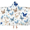 thumbnail image 1 of White Blue Butterfly Flower Pattern Hooded Bath Towel，60"x35" for Ages 3 To 12 Kids, Quick Dry Lightweight Soft Microfiber Hood Beach Towel Cover Up for Kids, 1 of 7