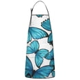 thumbnail image 1 of White Blue Butterfly Pattern Apron-Garden Aprons for Women with Pockets-Cotton Linen Waterproof Kitchen Cooking Gardening Aprons Adjustable for Kitchen,Cooking,BBQ and Salon 33x27 Inch, 1 of 7