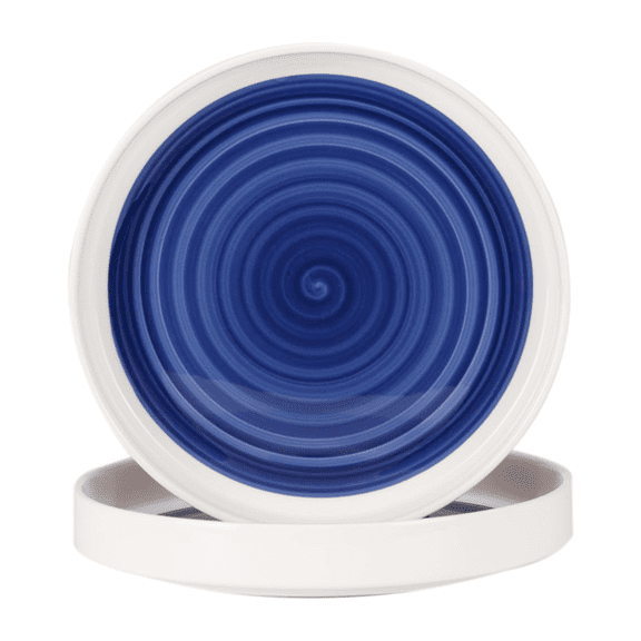White-Blue Ceramic Dinner Plates Set of 2 - Microwavable Plates for Heating Food Stylish Dinner Plates Dishwasher Safe Ceramic Plates,White blue