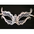 thumbnail image 1 of White Blue Crystal Gems Laser Cut Metal Filigree Mask Masquerade, 1 of 1
