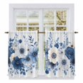 thumbnail image 1 of White Blue Floral Kitchen Curtains, Elegant Leaves Spring Flowers Light Filtering Window Curtain Panels, 2Pcs Rod Pocket Window Treatments Set for RV Dining Room Study Room 42x54 Inches, 1 of 9