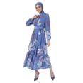 thumbnail image 1 of White - Blue - Floral - Point Collar - Fully Lined - Modest Dress - Refka, 1 of 1