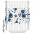 thumbnail image 1 of White Blue Floral Shower Curtains for Bathroom Waterproof Fabric Bath Curtains Decor Bath Tub Curtain Spring Flowers Gardenside Pastoral Decorative Shower Curtain Sets with 12 Hooks, 72x72 Inch, 1 of 6