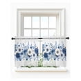 thumbnail image 1 of White Blue Floral Tier Curtains 36 Inch Length,Sheer Curtains for Bedroom Living Room Window Elegant Leaves Spring Flowers Rod Pocket Drapes Kitchen Curtains Small Half Window 27.5"x36" 2 Panels, 1 of 6