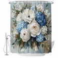 thumbnail image 1 of White Blue Flowers Oil Painting Fabric Shower Curtain Modern Art Washable Shower Curtains for Bathroom, Waterproof Bath Curtain with Hooks Home Decor 72x84in, 1 of 8