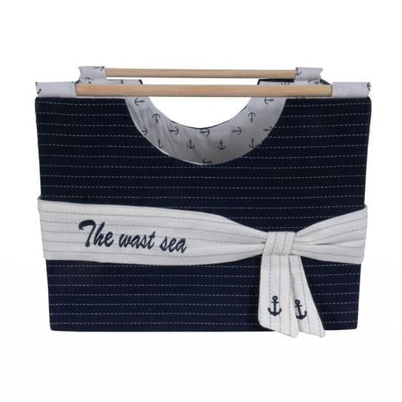 White & Blue Foldable Fabric Basket, Set of 3 - 12 x 12.5 x 9.5 in.