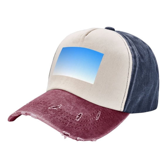 White Blue Gradient Baseball Cap Distressed Adjustable Vintage Cotton Denim Hat for Women Men