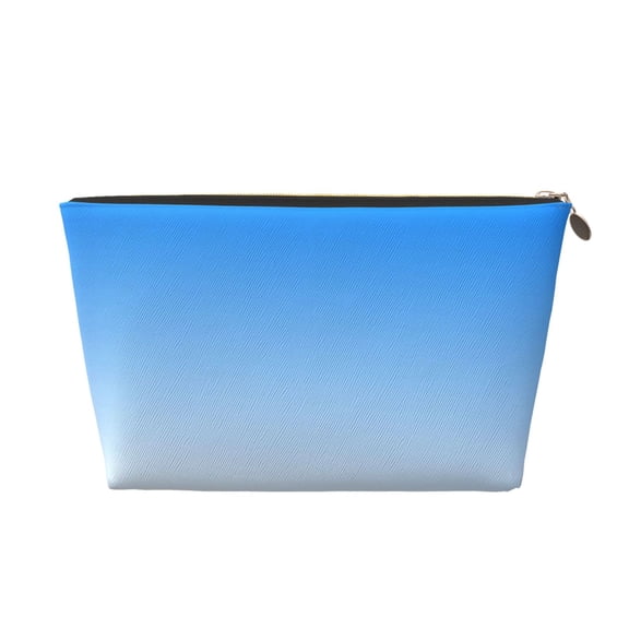 White Blue Gradient Handbag Purse Tote Organizer Zipper Closure Cosmetic Pouch Bag For Travelling