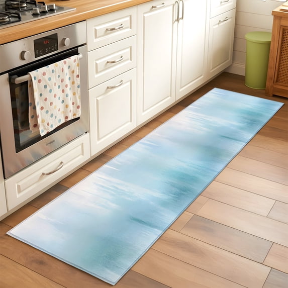 White Gradinet White Blue Gradient Rectangle Area Rug 2x6ft Abstract Modern Art ...