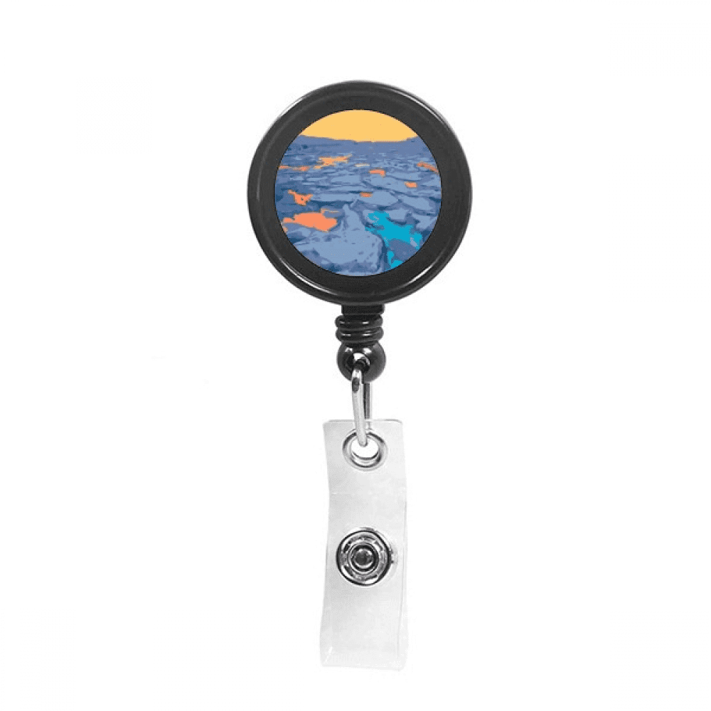 White Blue Ice Floe Create Retractable Keychain Badge Holder ID Badge