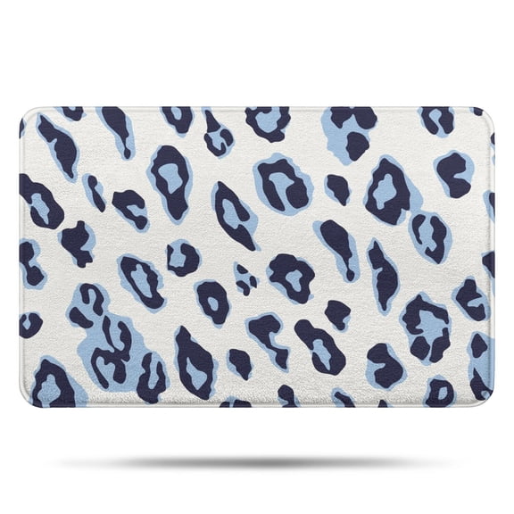 White and Blue Of Leopard Print Bathroom Rugs Mat,Non Slip Microfiber Bathroom Rug,Rubber Backing,Soft Bathroom Mats for Bathroom Floor,Tub and Shower,17x27in(43x68cm)