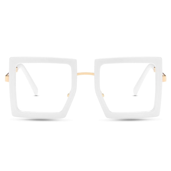 White Blue-Light Blocking Glasses Plastic Non-Prescription Computer Glasses for Screen Use, Lightweight Fashion Eyeglasses for Office, Reading and Gaming, Black & Clear One Size