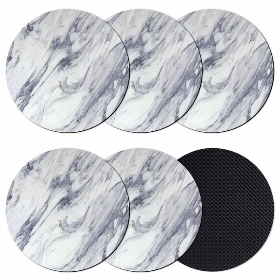 White Blue Marble Coasters for Drinks,Absorbent Non Slip Rubber Drink Coasters Set of 6 for Cup,Table,Bar,Home Decor, Modern Style