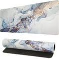 thumbnail image 1 of White Blue Marble with Gold Gaming Mouse Pad, Extended Large Mouse Mat Desk Pad, Stitched Edges Mousepad, 3mm Thick Long Non-Slip Rubber Base Mice Pad, 31.5 X 11.8 Inch, 1 of 6