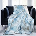 thumbnail image 1 of White Blue Marble Throw Blanket Ultra Soft Warm All Season Decorative Fleece Blankets for Bed Chair Car Sofa Couch Bedroom 80"X60", 1 of 6