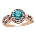 thumbnail image 1 of AFFY White & Blue Natural Diamond Framed Twisted Shank Fancy Engagement Ring in 14K Rose Gold (1 cttw), 1 of 1