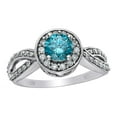 thumbnail image 1 of AFFY White & Blue Natural Diamond Framed Twisted Shank Fancy Engagement Ring in 14K White Gold (1 cttw), 1 of 1