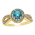 thumbnail image 1 of AFFY White & Blue Natural Diamond Framed Twisted Shank Fancy Engagement Ring in 14K Yellow Gold (1 cttw), 1 of 1