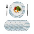 thumbnail image 1 of White Blue Ombre Stripe Round 13 Inch Placemats Set of 4, Modern Abstract Moire Waves HeatResistant Non Slip Place Mats for Dining Table, Wipeable Braided Kitchen Table Mats for Housewarming, 1 of 9