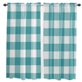 thumbnail image 1 of White Blue Plaid Curtains for Living Room Bedroom Curtains Kitchen Curtains for the Kids Room Window Treatments Drapes, 1 of 6