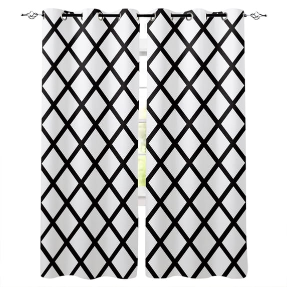 White Blue Plaid Window Curtains Living Room Bathroom Kitchen Kids Room Curtain Panels With Grommets Curtains