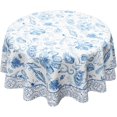 thumbnail image 1 of White and Blue Porcelain Waterproof Fabric Tablecloth, Rectangle Watercolor Wrinkle Oil-Proof Resistant Table Cover for Dining Table, Buffet Parties and Campin,(60" inch Round), 1 of 6
