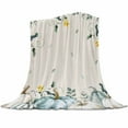 thumbnail image 1 of White Blue Pumpkin Flannel Blanket for Bed,Travel and Camping, Fall Leaves Farmhouse Vintage Linen Super Soft Cozy Blanket for All Seasons 30"x40", 1 of 6