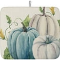 thumbnail image 1 of White Blue Pumpkin Floral Dish Drying Mats for Kitchen Counter, Thanksgiving Microfiber Absorbent Dish Drainer/Rack Mat,Reversible Hangding Quick Drying kitchen Drying Mat, 18x24inch Machine Washable, 1 of 6