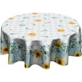 thumbnail image 1 of White Blue Pumpkin Round Tablecloth - Fall Farmhouse Sunflower Table Cloth Thanksgiving Autumn Harvest Buffalo Plaid Table Cover 60 Inch for Holiday Picnic Party Wedding Parties, 1 of 6