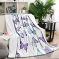 thumbnail image 1 of White Blue Purple Butterfly Pattern Blanket,Comfortable Soft Lamb Wool Throw Blanket,All Season,Warm Lightweight Blankets for Sofa Bed Couch Living Room Chair,40"x50", 1 of 4