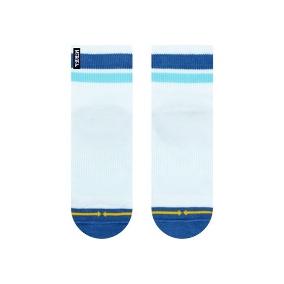 White/Blue Quarter Crew Socks