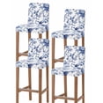 thumbnail image 1 of White Blue Spring Floral Bar Stool Covers Set of 4, Summer Botanical Hummingbird Stretch Washable Bar Chair Covers with Backs, Removable Pub Counter Height Chair Cover for Kitchen Dining Room Cafe, 1 of 7