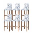 thumbnail image 1 of White Blue Spring Floral Bar Stool Covers Set of 6, Summer Birds Botanical Stretch Washable Bar Chair Covers with Backs, Removable Pub Counter Height Chair Cover for Kitchen Dining Room Cafe, 1 of 7