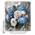 thumbnail image 1 of White Blue Spring Floral Bathroom Shower Curtains with 12 Hooks Polyester Waterproof Shower Curtain for Stalls and Bathtubs Pastoral Flowers Vintage Decorative Bathroom Privacy Curtain 36x72 Inches, 1 of 8