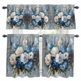 thumbnail image 1 of White Blue Spring Floral Kitchen Curtains Sets for Windows 36 Inch Length, Pastoral Flowers Retro Rod Pocket Window Treatments Tier Curtains and Valances Set for Bedroom/Bathroom, 1 of 8