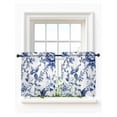 thumbnail image 1 of White Blue Spring Floral Tier Curtains 36 Inch Length,Sheer Curtains for Bedroom Living Room Window Summer Botanical Hummingbird Small Half Window Kitchen Curtains & Drapes 27.5"x36" 2 Panels, 1 of 6