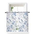 thumbnail image 1 of White Blue Spring Floral Tier Curtains 45 Inch Length,Sheer Curtains for Bedroom Living Room Window Summer Birds Botanical Rod Pocket Drapes Kitchen Curtains Small Half Window 27.5"x45" 2 Panels, 1 of 6