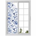 thumbnail image 1 of White Blue Spring Floral Window Privacy Film, Summer Botanical Hummingbird Static Cling UV Sun Blocking Heat Control Window Tint, Non-Adhesive One Way Windows Privacy Cover 17.7''x78.7'', 1 of 7