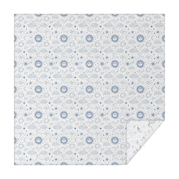 White Blue Sun Moon Cloud Star Pattern Square Tablecloth,Waterproof Square Table Cover,Wipeable Spillproof Washable Table Cover for Home Kitchen Party Decor 42"X42"(107x107cm)