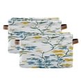 thumbnail image 1 of White Blue Yellow Florals Green Leaves Square Storage Bins with Handles Collapsible Containing Box 2 Packs, 1 of 9