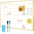 thumbnail image 1 of White Board Calendar Magnetic Monthly Calendar Whiteboard 24"x18" Dry Erase Calendar for Wall Office Home, Includes Marker and Magnets, Gold Frame, 1 of 9