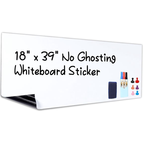 White Board Dry Erase, 18" x 39" Self-Adhesive Sticker, No Ghosting